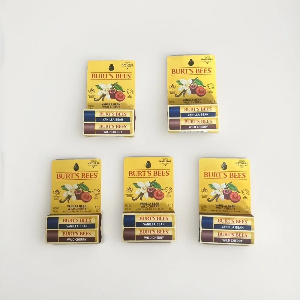 Burt's Bees 100% Natural Lip Balm,‎ Wild Cherry and Vanilla Bean Blister pk of 5